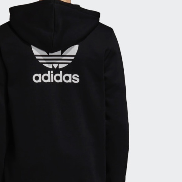 NWT Adidas Trefoil Zip Up Black Fleece Hoodie - Picture 2 of 8
